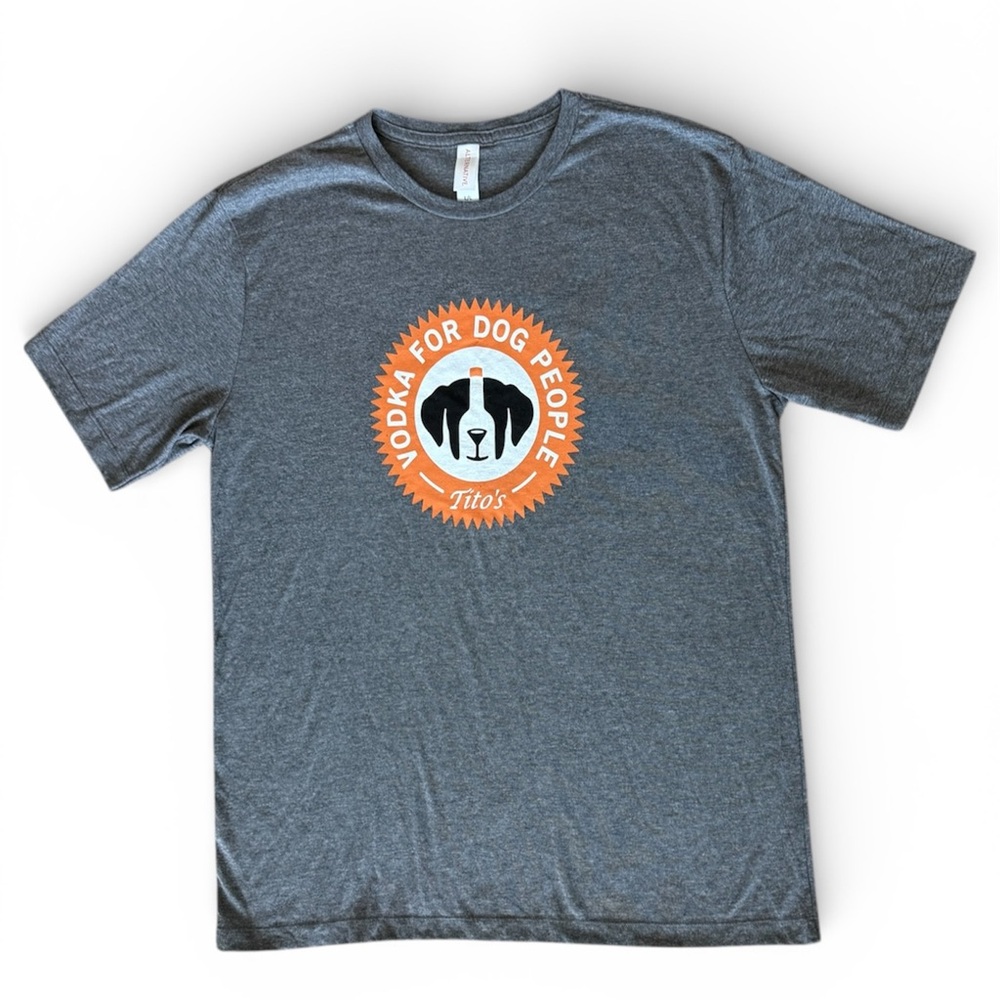 Tito’s Vodka for Dog People T-Shirt Heather Gray Large Ringspun Cotton Tee